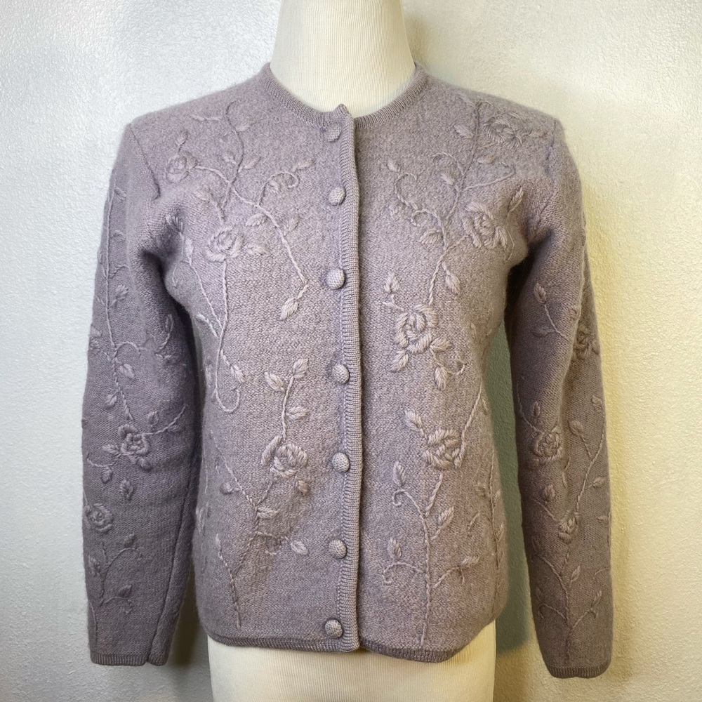 Purple Wool Embroidered Sweater